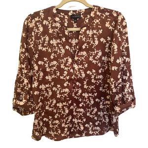 The Limited Floral Print Blouse in Brown and White